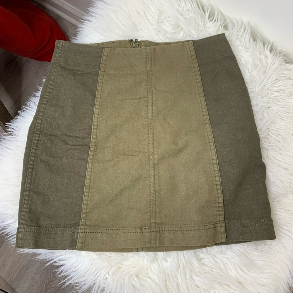 Free People Green Colorblock Mini Skirt